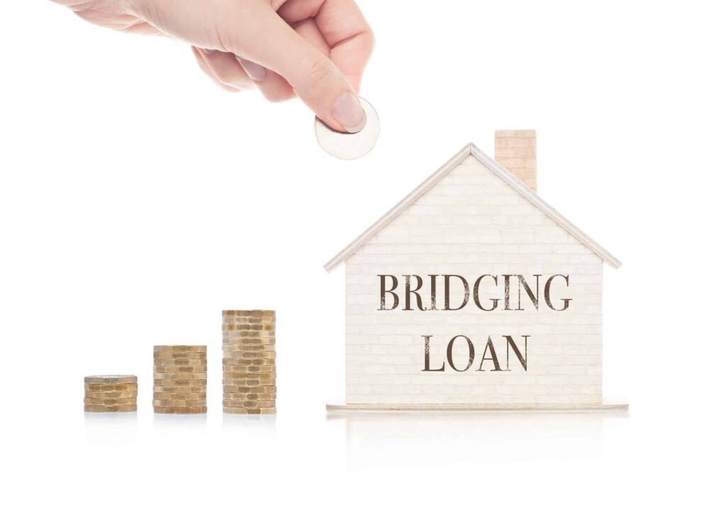 Illustration of a bridging loan concept showing how it connects the gap between buying a new property and selling an existing one.